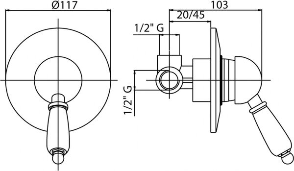 Смеситель для душа Cezares APHRODITE-DIM2-03/24-Bi